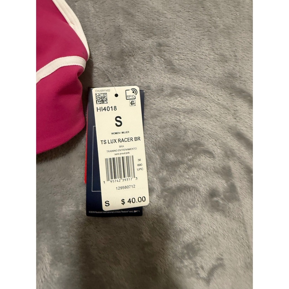 Reebok TS Lux Racer BR Sports Bra Womens S Pink Training Racerback HI4018 - Picture 2 of 6